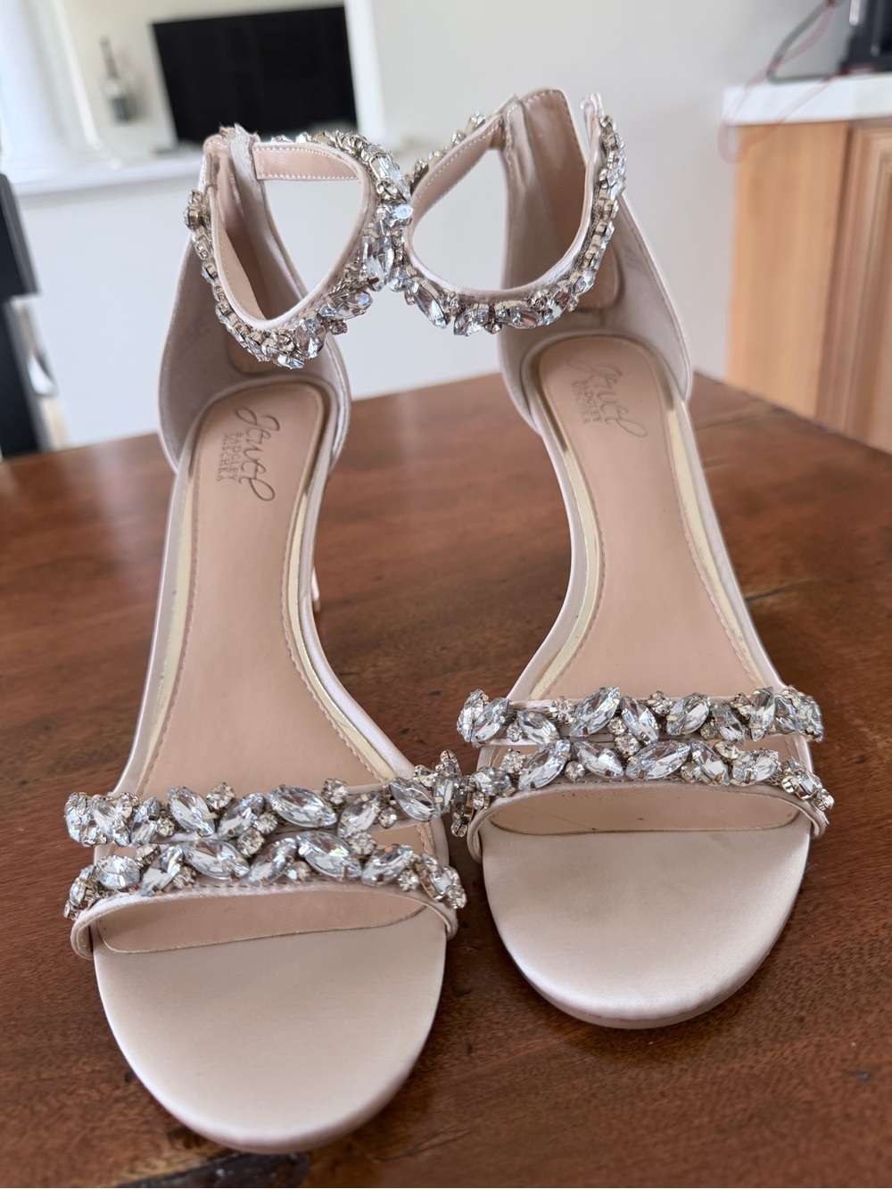 Badgley Mischka Blush Crystal-Ankle Strap Sandals